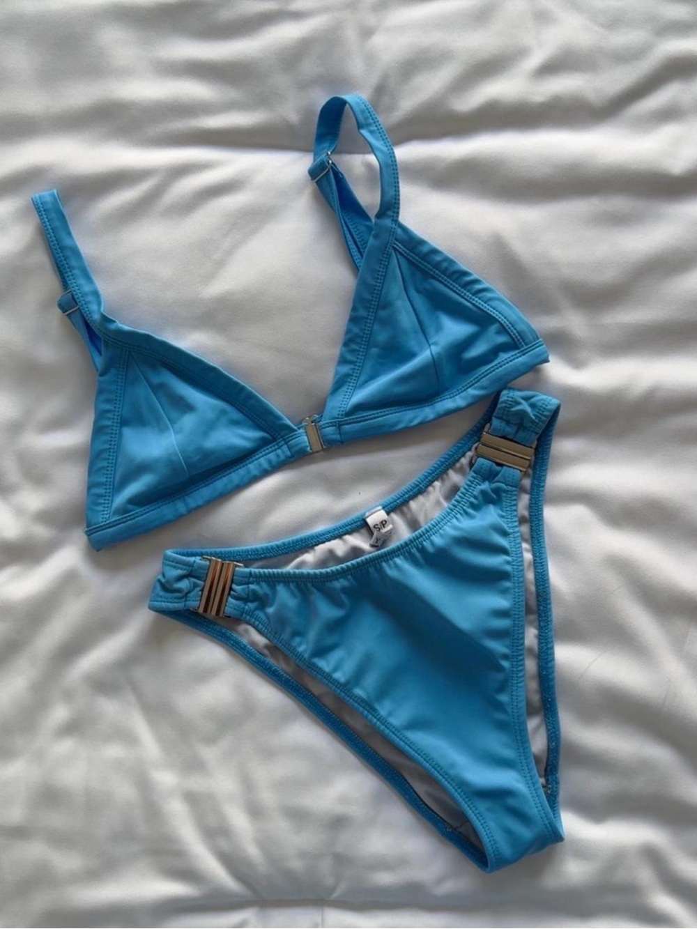 Tea You Blue Bikini Set with Gold Detail Hardware